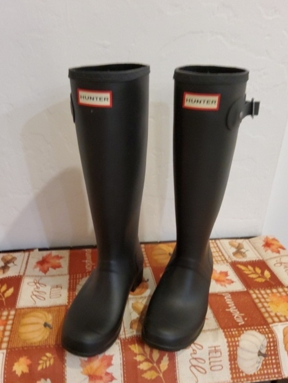 Hunter Tall Matte Black Rain Boots with Side Buckle